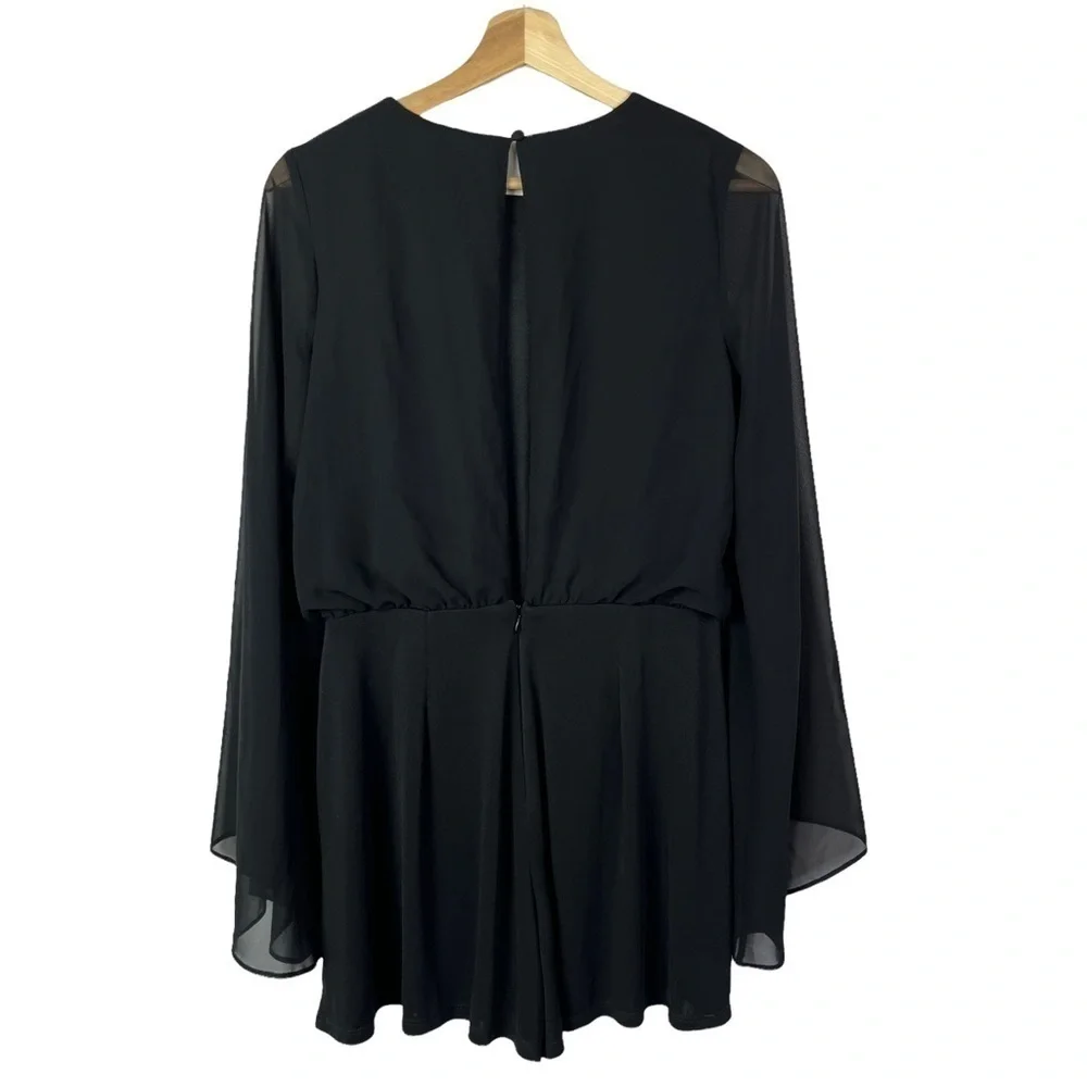 TopShop‎ Black Bell Sleeve Open Back Long Sleeve Romper 8 - Picture 3 of 6